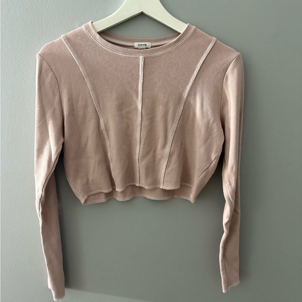 Garage Blush Long Sleeve Crop Top